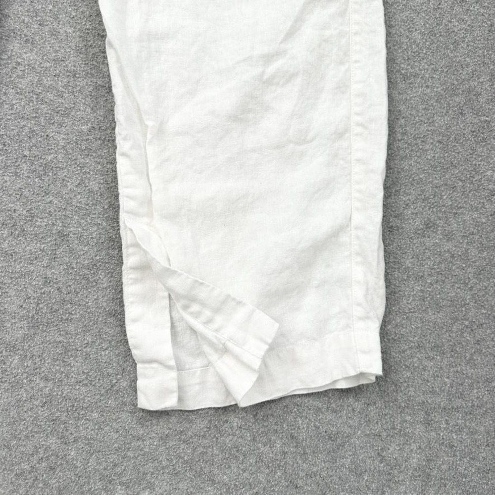 Athleta Pants Womens Medium Petite White Linen Retreat Elastic Waist Straight - Picture 5 of 8